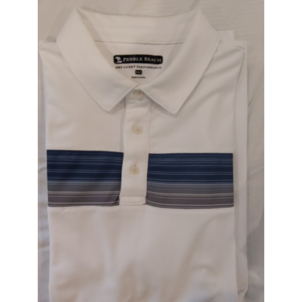 Pebble Beach Men's Dry-Luxe Performance Golf Polo Shirt White XXL Short Sleeve